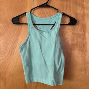 Mint Green Lululemon Ebb to Street Cropped Tank Top